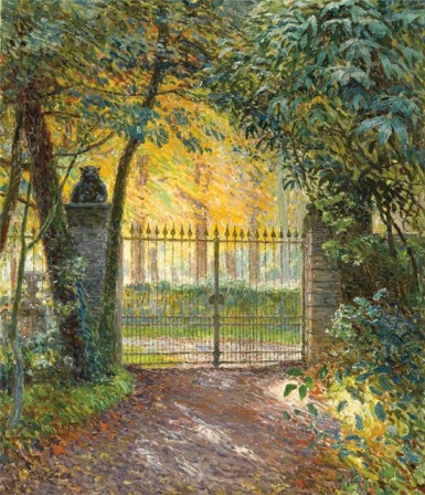 Emile Claus - The gate of villa. Sunshine
